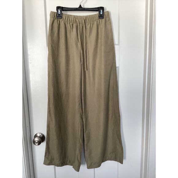Wilfred‎ Aritzia Women's Globetrot Linen Mid-Rise Wide-Leg Pants Dark Khaki XS - Picture 2 of 12